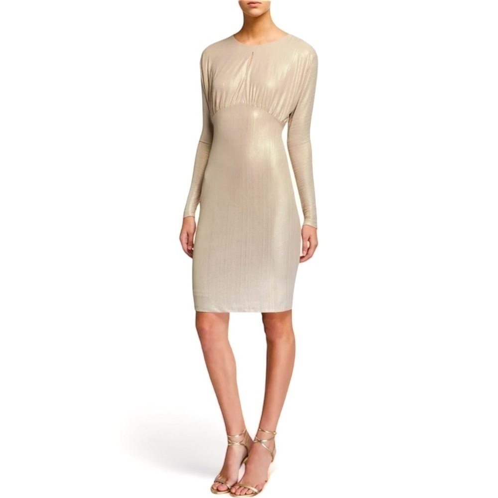ALEXIA ADMOR NWOT Champagne Gold
Shimmer Long Sleeve Blouson Dress Size XL